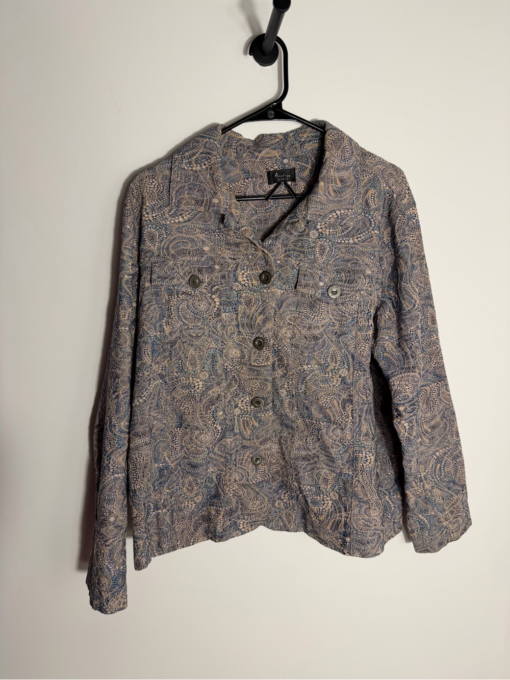 Analog Paisley Button-Up Jacket in Blue and Gray